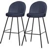 ML DESIGN modern living ML-Design Set di 2 Sgabelli da Bar Blu Scuro, Rivestimento in Tessuto, Altezza 75 cm, Struttura in Metallo, con Schienale e Poggiapiedi, Sedia Alta Imbottita da Cucina, Sgabello da Bistrot o Bancone