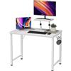 PIPIPOXER Scrivania per Computer 80x40x75cm-91cm, Tavolo da Scrivania con Supporto per Schermo e Gancio, Scrivania da Ufficio per Studenti e Lavoratori, Struttura in Metallo, per Studio, Lavoro,Bianco