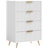 HOMCOM Cassettiera a 4 cassetti Moderna per camera da letto con frontali ondulati Cassettiera antiribaltamento per soggiorno corridoio 60x40x90 cm Bianco