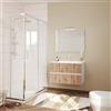 Kiamami Valentina - Mobile bagno 80cm bianco con frontale rovere cannettato e specchio 80X60 | Salina