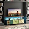 FOERPL Mobile TV LED, 137 cm, tavolo TV, mobile tele con LED cassetto in tessuto, tavolo da TV soggiorno con stoccaggio, panca TV mobile basso per soggiorno, camera da letto (a 3 cassetti, 137 cm)