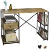 SoBuy Scrivania per computer con 1 cassetto e 4 ripiani, utilizzata per l'ufficio e la camera da letto con struttura in ferro 118 x 48 x 75 cm FWT61-N