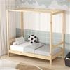 ML DESIGN modern living ML-Design Letto per Bambini 70x140 cm a Forma di Porta da Calcio e Pallamano, Letto Singolo in Legno Massello di Pino Naturale con Rete a Doghe, Letto Sportivo Basso, Giroletto Cameretta