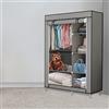 LANTUS Armadio pieghevole - guardaroba in tessuto non tessuto con chiusura a cerniera - guardaroba armadio da campeggio (105 x 45 x 170 cm, grigio scuro)