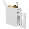SogesHome Armadietto da bagno con cassetto, 2 ripiani, porta scorrevole con ruote, 14 x 50 x 58 cm (FBM03WH)