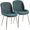 Brigros WeHome - Set Di 2 Sedie Tessuto Bouclè, Sedie Moderne Sala Da Pranzo, Sedie In Tessuto Con Gambe In Metallo, Sedie Imbottite - Shell (Oro Rosa, Petrolio)