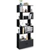 GIANTEX Scaffale a 6 Ripiani con cassetto, Libreria Autoportante, Scaffale da Terra, Design Moderno, 70 x 23 x 183 cm, Bianco/Marrone/Nero (Nero)
