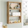 [en.casa] Mensola da Muro (AxLxP) 60 x 43 x 9 cm Scaffale Pensile a 3 Scomparti Portaoggetti per Cucina - Rovere Rustico