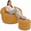 bananair - Pouf Poltrona Soggiorno e Camera in Velluto a Coste - Pouf Gigante XXL Morbido ed Elegante - Rivestimento lavabile in lavatrice - Ideale per Adulti, Adolescenti (110×100 cm, Giallo Senape)