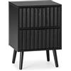 HOMN LIVING Comodino Lluvia 2 cassetti Colore Nero, 40 cm (larghezza) 30 cm (profondità) 55 cm (altezza)