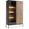 Komodee Laval WTSZ104 - Mobile con Illuminazione a LED, Nero, Rovere Wotan, Lamella, Larghezza 104 cm, Altezza 166 cm, Profondità 39 cm