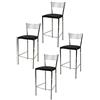 t m c s Tommychairs - Set 4 sgabelli alti modello Elegance per cucina e bar, struttura in acciaio cromato e seduta imbottita e rivestita in pelle artificiale colore nero