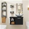 YU YUSING Set di Mobili da Bagno con Lavabo, Specchio, Portasciugamani | Arredo Bagno Completo, Mobile Lavandino Bagni da 71cm, Mensola Doccia 3 Ripiani, 2 Ripiani Muro, Set Rubinetti, Argento