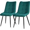 ML DESIGN modern living ML-Design Set di 2 Sedie per Sala da Pranzo Blu Petrolio Poltrona da Soggiorno con Rivestimento in Tessuto e Gambe in Metallo Nero Sedia da Cucina con Schienale Poltrone Imbottite per Ufficio