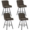 Ya-Home Set di 4 Sgabelli Cucina in Cinglia con Gambe in Metallo, Marrone