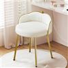 Hellove Sgabello Trucco Moderno, Sgabello Basso Design Conchiglia con Base in Metallo Oro, Sedia da Toeletta Sedia da Cucina, Stool Poggiapiedi in Pelle per Camera da Letto/Salotto/Makeup, Beige