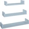 MODULARREDO | Set di 3 Mensole da Muro Design, 60x8, 50x8 e 40x8 cm p15.5, Blu Baltico - Made in Italy