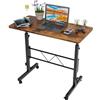 EXSELTMAN Scrivania con Ruote, Scrivania per Computer Regolabile in Altezza, 80 x 40 cm, Scrivania Salvaspazio, Tavolo da lavoro mobile, Altezza Regolabile 74-110cm, per la casa e l'ufficio, Marrone vintage