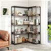 RELAX4LIFE Libreria Angolare a 5 Ripiani 180 cm, Scaffale Portaoggetti in Legno e Metallo, Stile Industriale Vintage, Organizer per Soggiorno, Cucina, Ufficio,110 x 89 x 180cm