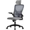 ML DESIGN modern living ML-Design Sedia da Ufficio Ergonomica Grigio con Poggiatesta Supporto Lombare e Schienale in Rete Reclinabile Regolabile in Altezza con Braccioli Seduta Imbottita a Schiuma Poltrona Girevole con Ruote
