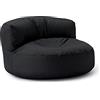Lumaland - Pouf per esterni, pouf rotondo, con imbottitura da 320 l, 90 x 50 cm, nero