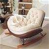 JIESOO Poltrona Reclinabile Imbottita Sedia Dondolo Moderna con Accento Sullo Schienale Alto Poltrona Letto Singola Moderna Tempo Libero for Patio, Cortile, Balcone, Portico(Suede Fabric)