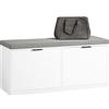 SoBuy Panca da ingresso Scarpiera con sedile Scarpiera Con 2 ribalte Bianco 105x35x48 cm FSR147-W