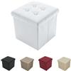 Tata Home Pouf Contenitore Poggiapiedi Ecopelle Bottoni Portaoggetti Scatola Cubo Pieghevole Salvaspazio Misura cm 38x38x38 (Bianco)