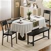 FEONASE Set 4 Sedie Sala da Pranzo-2 Sedie Ergonomiche & 2 Panche, MDF e Struttura in Metallo, Sedie da Cucina per Casa, Appartamento o Spazi Ridotti (Nero)