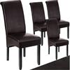 tectake® Set 4 Sedie Sala da Pranzo Ergonomiche, Sedie Moderne Sala da Pranzo con Gambe in Legno Massiccio, Sedie Comode per Ideali per Soggiorno e Cucina, Design Elegante - Marrone
