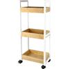 LANTUS - Scaffale Sottile per Bagno, Salvaspazio, in Bambù, Carrello di Riordinamento a 3 Livelli su Ruote, Scaffale da Terra con 3 Cestini, Dimensioni 30L x 20P x 80A cm - Bianco