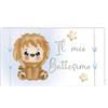 Generico 20 bigliettini per bomboniera Celebrazione Battesimo Biglietti bomboniere bigliettino Battesimo Maschietto Femminuccia | Vari Modelli e Colori (Celeste Bimbo Leone)