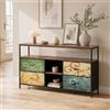 BRILVERDE Mobile per TV con 4 cassetti in tessuto, ripiani aperti, 108 x 30 x 78 cm, a LED, per TV, soggiorno, camera da letto (colorata)