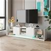 KSFASHZ Mobile TV bianco LED, 200 × 35 × 45 cm, Tavolo Televisione Soggiorno 200 cm
