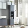 [en.casa] Mobile a Colonna per Bagno Armadietto Alto Stretto con Ante e Vani Aperti Mobile da Bagno Cucina 160 x 30 x 30 cm Grigio