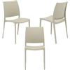 REDÒKASA Set 3 sedie in polipropilene MOON impilabile resistente ai raggi UV design moderno ideale per sala da pranzo, cucina, giardino, bar (Corda, 3)