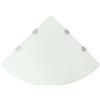 KTHLBRH Mensole ad angolo, mensole a parete galleggianti Scaffali Angolari 2 pz Supporti Cromati e Vetro Bianco 45x45 cm Adatte per camere da letto, bagni, cucine, soggiorni, uffici, sale giochi