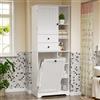 MSFE Mobile da Bagno Salvaspazio Colonna Bagno da terra con 6 Ripiani, 2 armadietti e 2 Cassetti Mobiletto Portaoggetti Stretto e Alto Mobile Rangemento Alto Armadio Bagno Bianco 60 x 40 x 170.2CM
