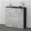 doporro Mobile Organizzatore Credenza Buffet in Legno con 4 Ante Push-to-Open e Soft-Close per Soggiorno, Sala da Pranzo o Ingresso, 100x36,4x100 cm Antracite opaco e Calcestruzzo Schrank04
