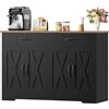 HOCSOK 120 cm Credenza Cucina, Mobile Cucina con 2 Cassetti e 4 Armadi，Buffet Mobile Moderno, Credenza Soggiorno, Mobile per Cucina Ingresso Foyer, Sala da Pranzo, Nero +Marrone