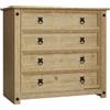 Vida Designs Home Discount, Corona, cassettiera rustica in legno massello di pino messicano, con 4 cassetti e finitura anticata cerata