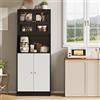 KSFASHZ Mobile cucina portaoggetti con piano di lavoro, credenza cucina con LED, 70 × 40 × 180 cm, credenza sala da pranzo nero mobili da cucina nero mobili credenza facile da montare