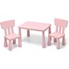 GYMAX Set Tavolino per Bambini con 2 Sedie di Plastica, Tavolino e Sedia per bambini, per Mangiare, Leggere, Dipingere, Adatto a 1-7 Anni (Rosa)