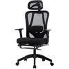 K IKIDO Sedia da ufficio ergonomica con seduta regolabile, sedia da ufficio traspirante con supporto lombare, sedile per computer da gioco, sedia da ufficio con poggiapiedi (nero)