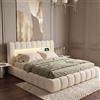 FCSQIU Letto Contenitore Matrimoniale 180x200,Letto king size,Letto contenitore | Letto con rete a doghe,LED/USB,Letto moderno camera da letto con contenitore,Letto matrimoniale imbottito,senza materasso