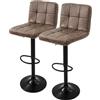 ML DESIGN modern living ML-Design Set di 2 Sgabelli da Bar Rivestimento in Ecopelle Marrone Sgabello Imbottito da Cucina Bistrot Regolabile in Altezza 63-83 cm Girevole a 360° Sedia Imbottito Alto con Schienale Poggiapiedi