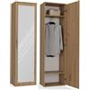 BDW Appendiabiti con specchio, moderno, multifunzionale, per corridoio, camera da letto, cameretta dei bambini, 180 x 50 x 35 (T), rovere Artisan