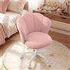 SONGMICS Sedia da Ufficio Girevole a 360°, Sedia da Trucco Imbottita, Tessuto Peluche, Regge 110 kg, Schienale a Petali, Altezza Regolabile, Soggiorno Camera da Letto, Rosa Pastello OBG030SA01