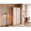 Meyvaser.com Ecommerce Company Armadio guardaroba con 2 ante scorrevoli Mauvella Beige - 200 x 100 x 50 cm - Mobile ausiliario per camera da letto moderno con ripiani e barra per appendere
