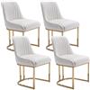 Ya-Home Set di 4 Sedie da Pranzo in Velluto Sedie da Cucina con Struttura in Metallo Dorato Sedie da Salotto Imbottite per Sala da Pranzo/Soggiorno, Bianco